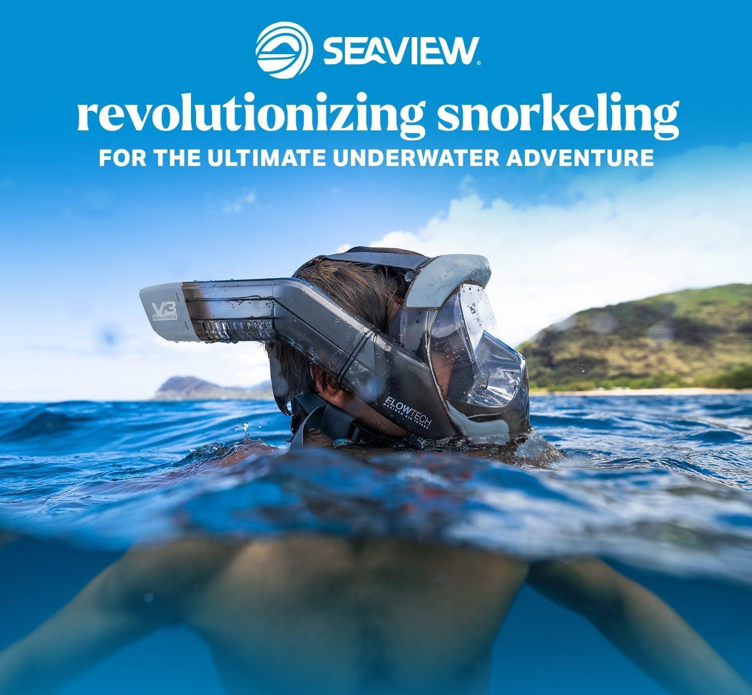 imageSeaview 180 V3 Full Face Snorkel Mask Adult The V3 is The Perfect Snorkeling Gear for Adults Snorkel Mask with 180 Panoramic Viewing and Up to 600 Easier Breathing Patented Flowtech Air IntakeSeaGlass