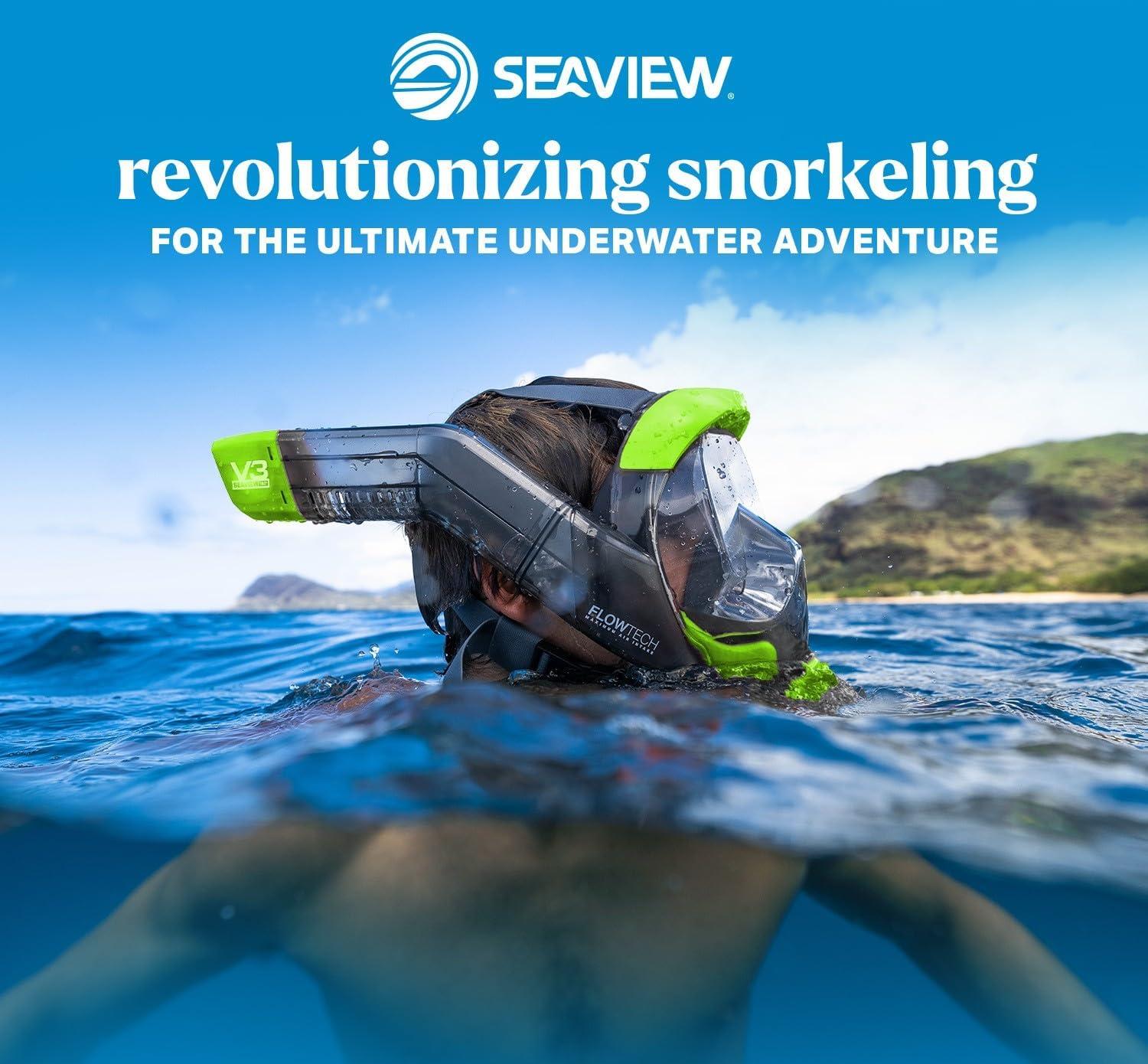 imageSeaview 180 V3 Full Face Snorkel Mask Adult The V3 is The Perfect Snorkeling Gear for Adults Snorkel Mask with 180 Panoramic Viewing and Up to 600 Easier Breathing Patented Flowtech Air IntakeCitrus