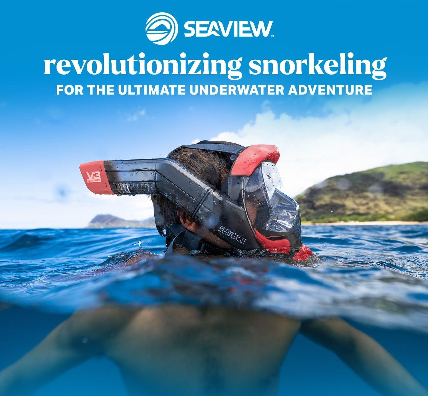 imageSeaview 180 V3 Full Face Snorkel Mask Adult The V3 is The Perfect Snorkeling Gear for Adults Snorkel Mask with 180 Panoramic Viewing and Up to 600 Easier Breathing Patented Flowtech Air IntakeCoral