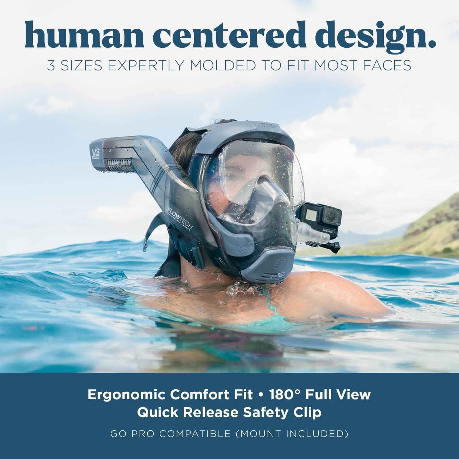 imageSeaview 180 V3 Full Face Snorkel Mask Adult The V3 is The Perfect Snorkeling Gear for Adults Snorkel Mask with 180 Panoramic Viewing and Up to 600 Easier Breathing Patented Flowtech Air IntakeSeaGlass