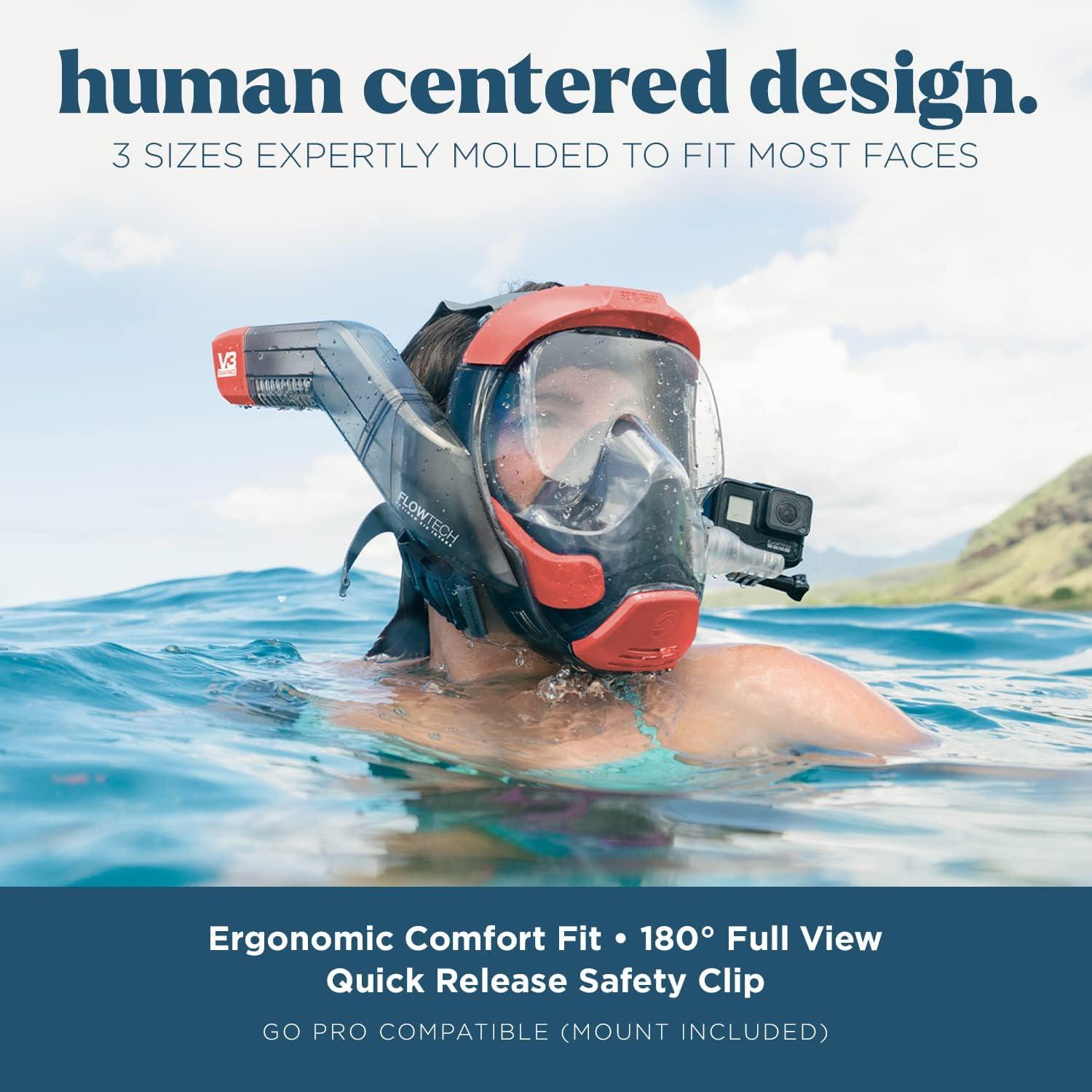 imageSeaview 180 V3 Full Face Snorkel Mask Adult The V3 is The Perfect Snorkeling Gear for Adults Snorkel Mask with 180 Panoramic Viewing and Up to 600 Easier Breathing Patented Flowtech Air IntakeCoral