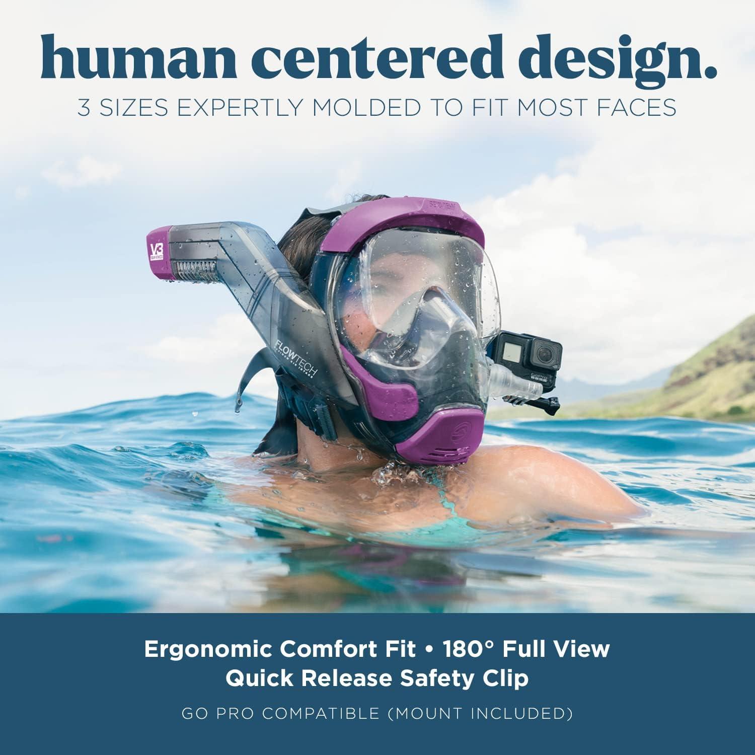 imageSeaview 180 V3 Full Face Snorkel Mask Adult The V3 is The Perfect Snorkeling Gear for Adults Snorkel Mask with 180 Panoramic Viewing and Up to 600 Easier Breathing Patented Flowtech Air IntakeUrchin