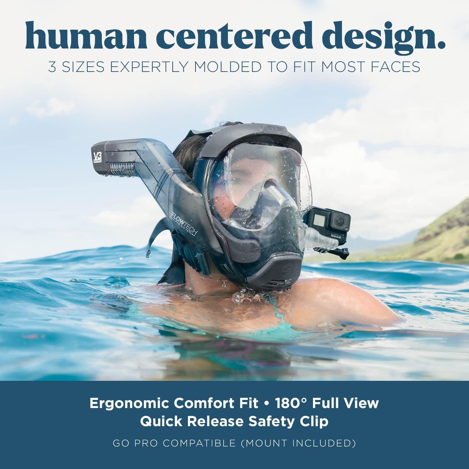 imageSeaview 180 V3 Full Face Snorkel Mask Adult The V3 is The Perfect Snorkeling Gear for Adults Snorkel Mask with 180 Panoramic Viewing and Up to 600 Easier Breathing Patented Flowtech Air IntakeStealth