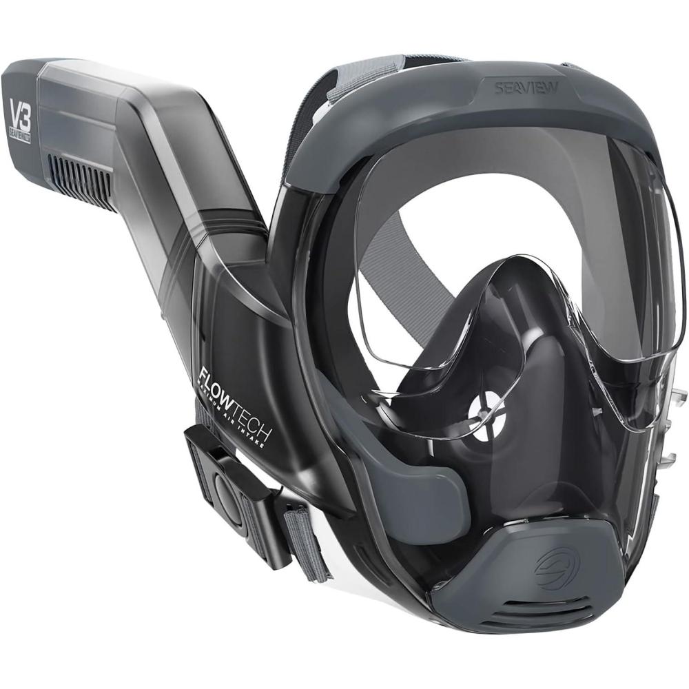 imageSeaview 180 V3 Full Face Snorkel Mask Adult The V3 is The Perfect Snorkeling Gear for Adults Snorkel Mask with 180 Panoramic Viewing and Up to 600 Easier Breathing Patented Flowtech Air IntakeStealth