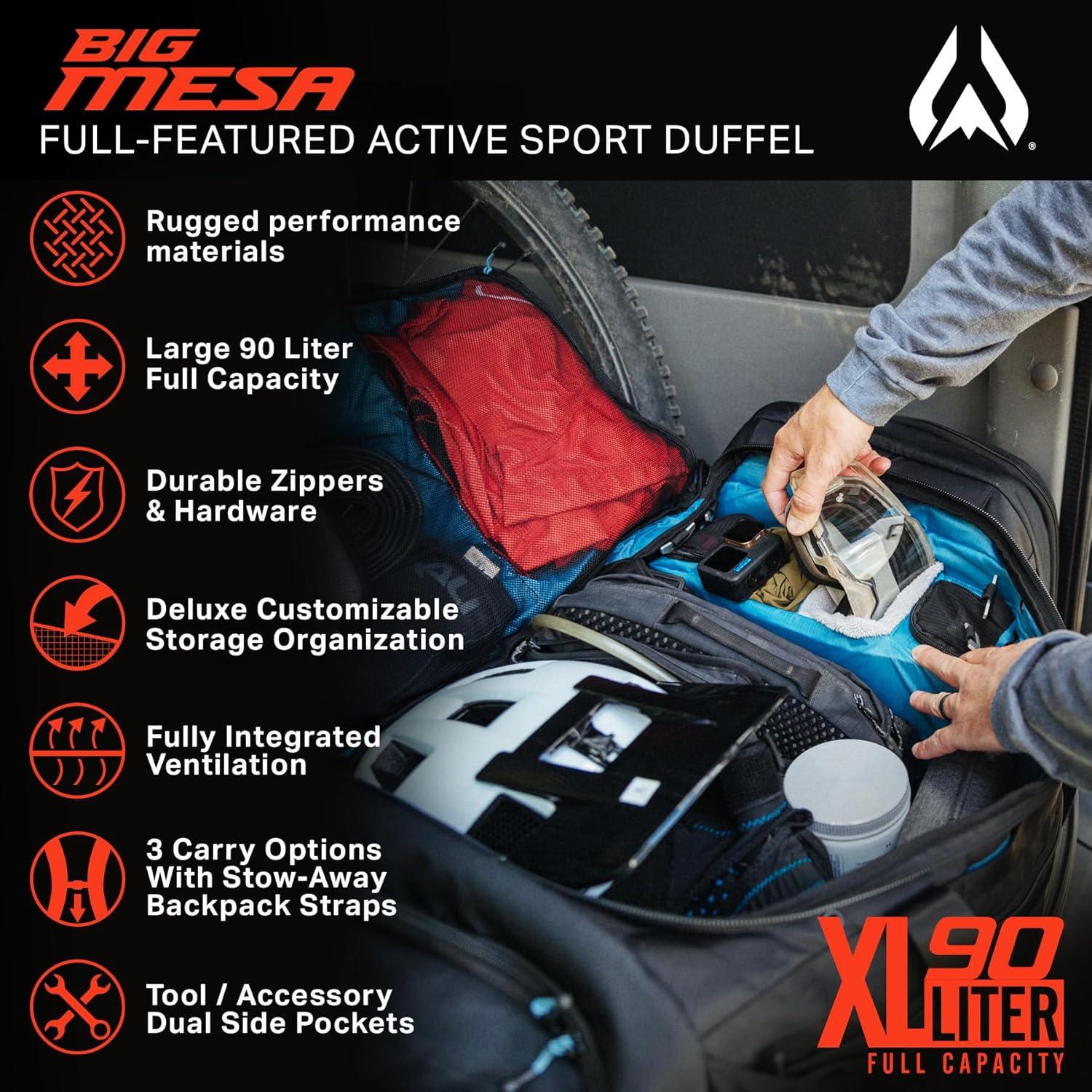imageWildhorn Big Mesa 90L MTB Gear Bag Lightweight ampamp Waterproof Duffel Mountain Bike Duffle Bag Ideal for Gym Travel Biking Motorcycle and Sports