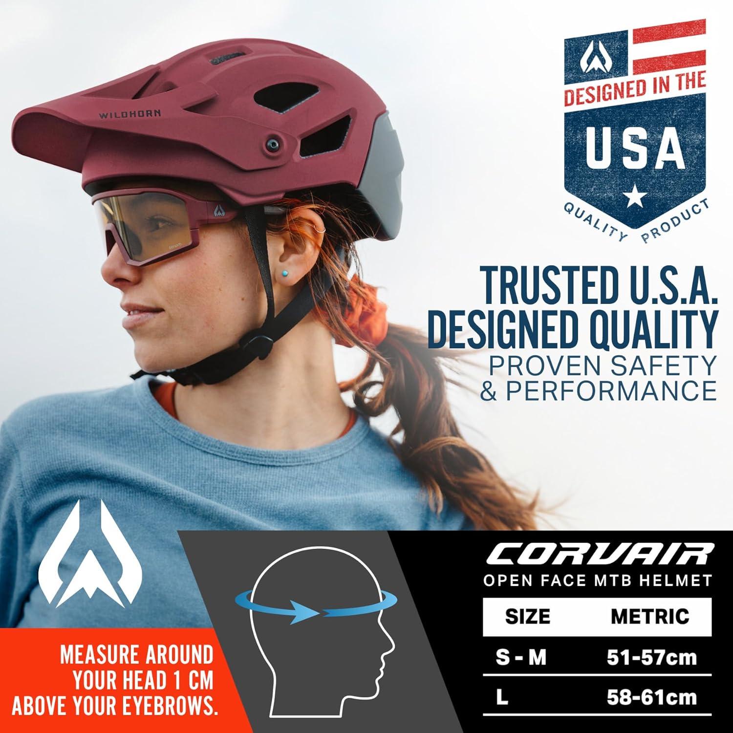 imageWildhorn Corvair Mountain Bike Helmet for Men and Women with Maximum Venting FTA fit System ampamp Adjustable Visor Adjustable Sizing Adult Bike Helmets for Women and Men Stylish All Around MTB HelmetWine