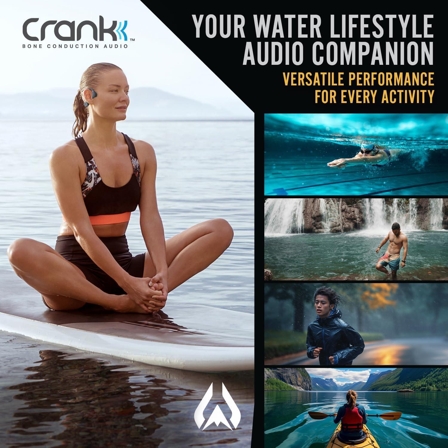 imageWildhorn Crank Bone Conduction Swimming Headphones Bluetooth 54 IPX8 Waterproof Fast Magnetic Charge MP3 2500 Songs Capacity No MicrophoneCharcoal