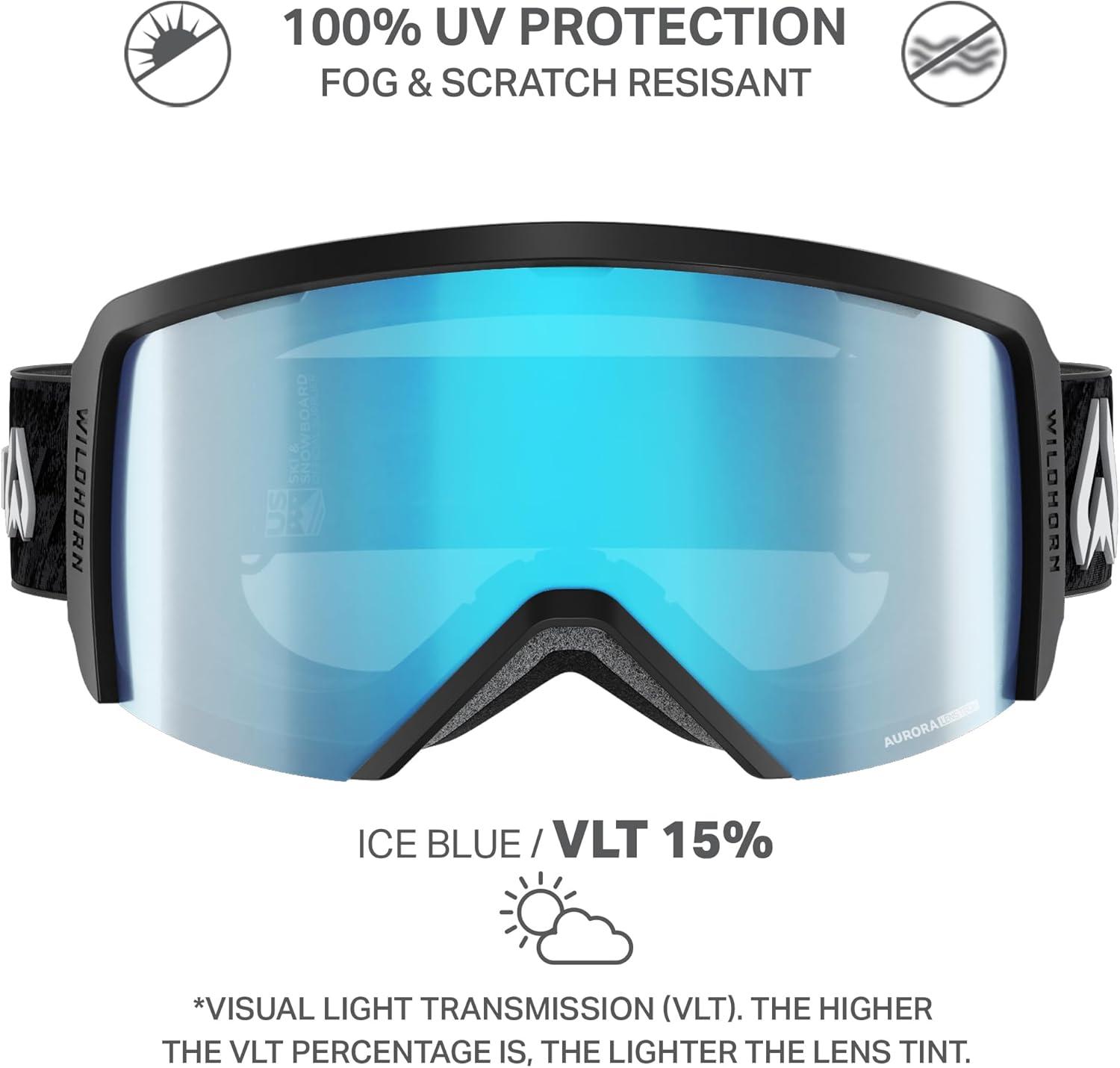 imageWildhorn Cristo Ski Goggles Men Women 100 UV AntiFog OTG Snowboard Goggles US Ski Team Official Supplier Snow GogglesStealthicebluerb