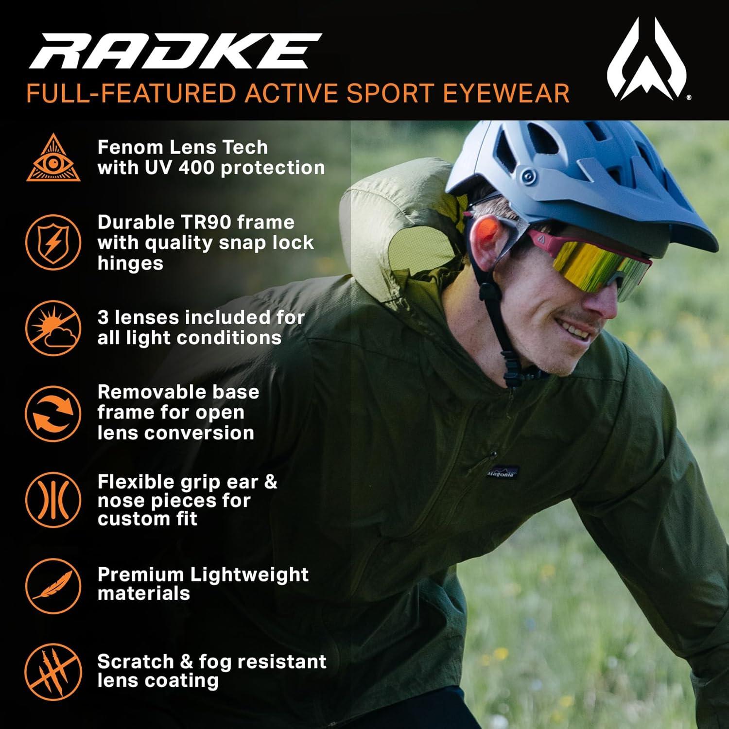 imageWildhorn Radke MTB Cycling Glasses UV400 Sports Ski Running Sunglasses for Women ampamp Men Baseball Glasses w3 Swap LensesWine Emerald
