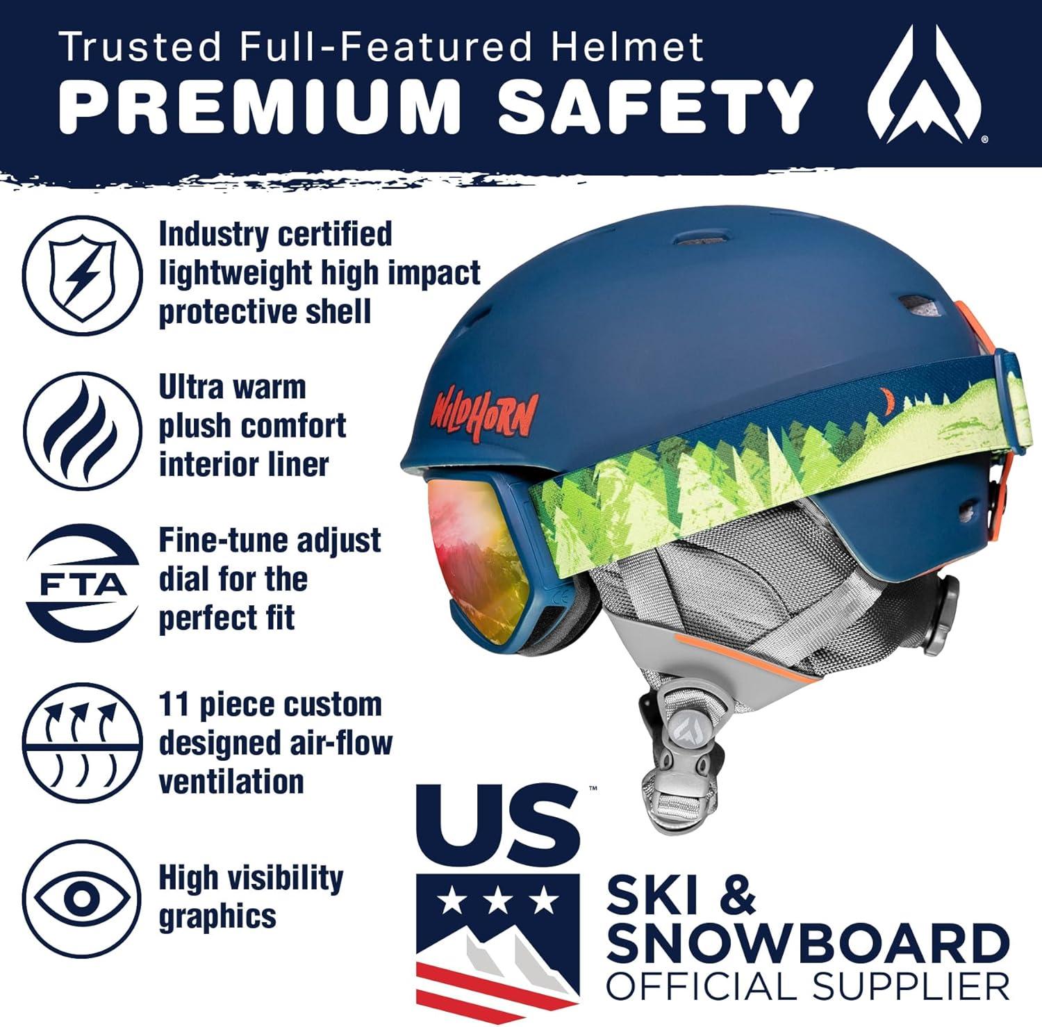 imageWildhorn Spire Combo Pack Kids Ski Helmet Snowboard Helmet with Goggles for Toddlers Boys ampamp Girls US Ski Team Official Supplier