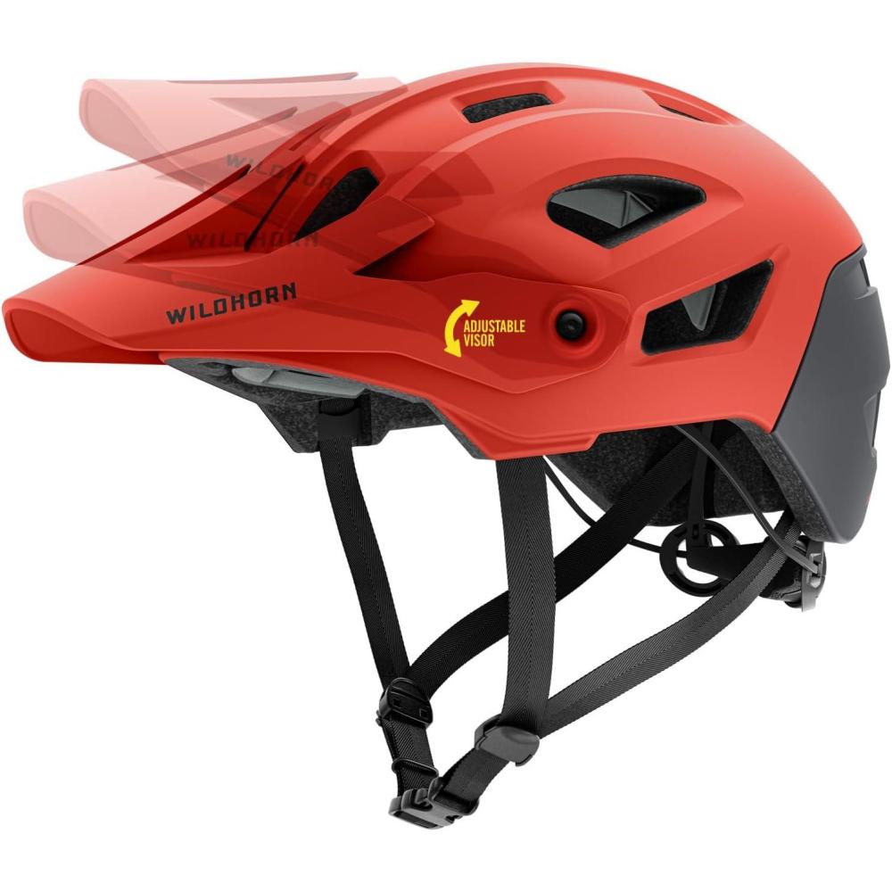imageWildhorn Corvair Mountain Bike Helmet for Men and Women with Maximum Venting FTA fit System ampamp Adjustable Visor Adjustable Sizing Adult Bike Helmets for Women and Men Stylish All Around MTB HelmetEmber Red