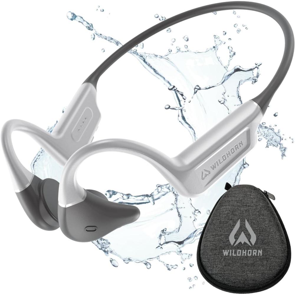 imageWildhorn Crank Bone Conduction Headphones Bluetooth 54 IPX7 Waterproof Open Ear Headphones wMic Fast Charge MP3 2500 Songs Storage Capacity Premium Design Workouts Cycling Running HeadphonesSpaceGray