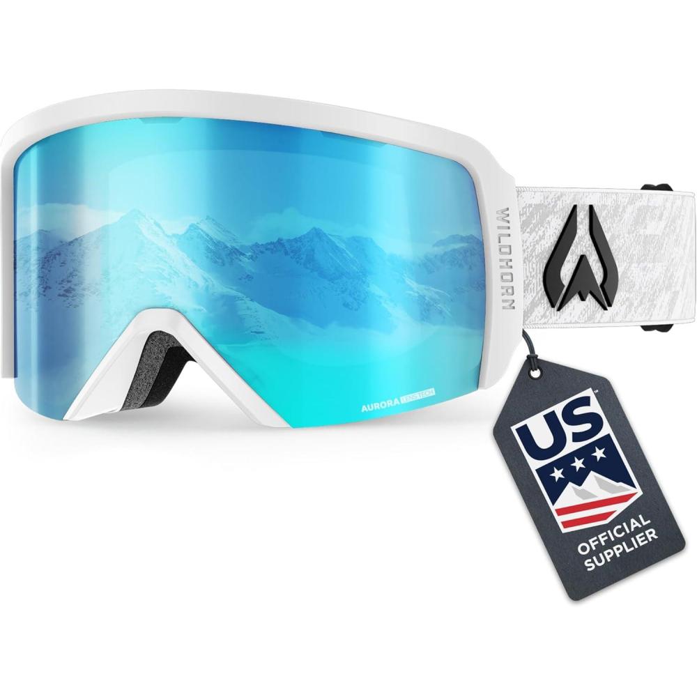 imageWildhorn Cristo Ski Goggles Men Women 100 UV AntiFog OTG Snowboard Goggles US Ski Team Official Supplier Snow GogglesArcticwhiteicebluerb