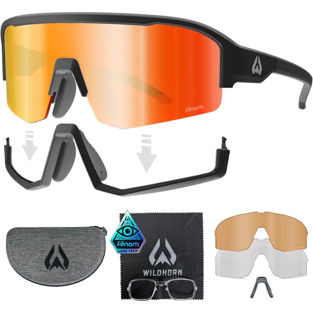 imageWildhorn Radke MTB Cycling Glasses UV400 Sports Ski Running Sunglasses for Women ampamp Men Baseball Glasses w3 Swap LensesStealth Blaze