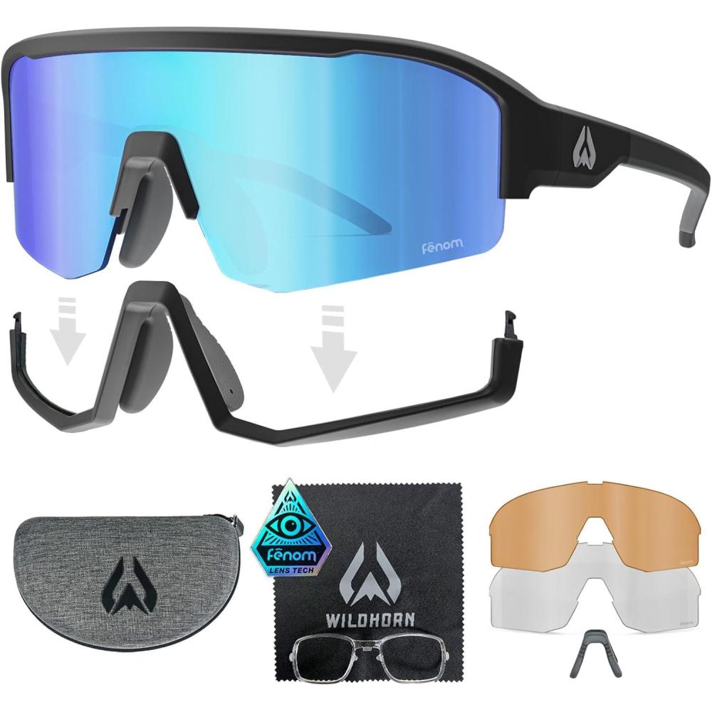imageWildhorn Radke MTB Cycling Glasses UV400 Sports Ski Running Sunglasses for Women ampamp Men Baseball Glasses w3 Swap LensesStealth Iceblue