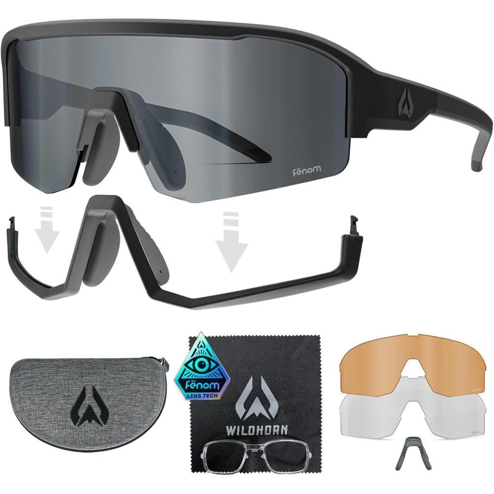 imageWildhorn Radke MTB Cycling Glasses UV400 Sports Ski Running Sunglasses for Women ampamp Men Baseball Glasses w3 Swap LensesStealth Jetblack