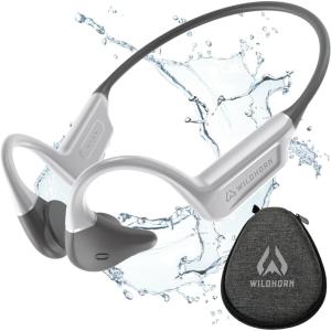 Wildhorn Crank Bone Conduction Headphones Bluetooth 5.4, IPX7 Waterproof Open Ear Headphones w/Mic, Fast Charge, MP3 2500 Songs Storage Capacity, Premium Design, Workouts, Cycling, Running Headphones(SpaceGray)