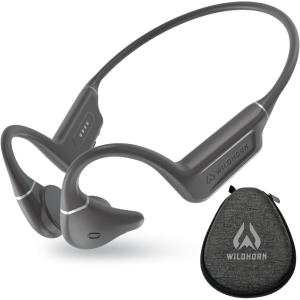 Wildhorn Crank Bone Conduction Swimming Headphones, Bluetooth 5.4, IPX8 Waterproof, Fast Magnetic Charge, MP3 2500 Songs Capacity, No Microphone(Charcoal)