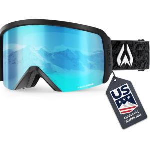 Wildhorn Cristo Ski Goggles Men Women 100% UV Anti-Fog OTG Snowboard Goggles- US Ski Team Official Supplier- Snow Goggles(Stealth-iceblue-rb)