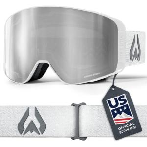 Wildhorn Pipeline Ski Goggles Men Women OTG Anti-FogScratch Snowboard Goggles-US Ski Team Official Supplier-100% UV Swap Lens(Arctic White Silver)
