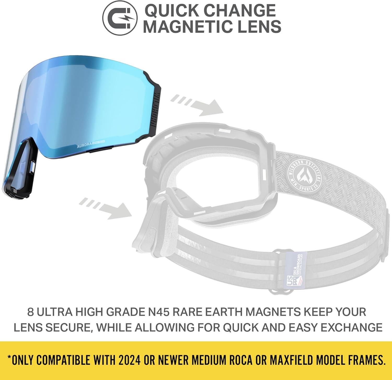 imageWildhorn Outfitters Roca Pro Ski Goggles ExtraReplacement Frameless Lens 185 ViewIceblue