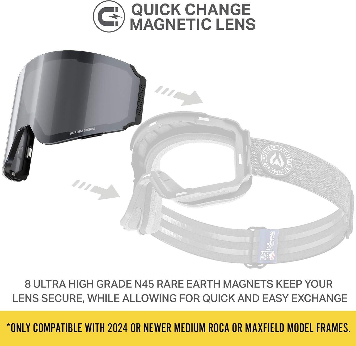 imageWildhorn Outfitters Roca Pro Ski Goggles ExtraReplacement Frameless Lens 185 ViewJetblack