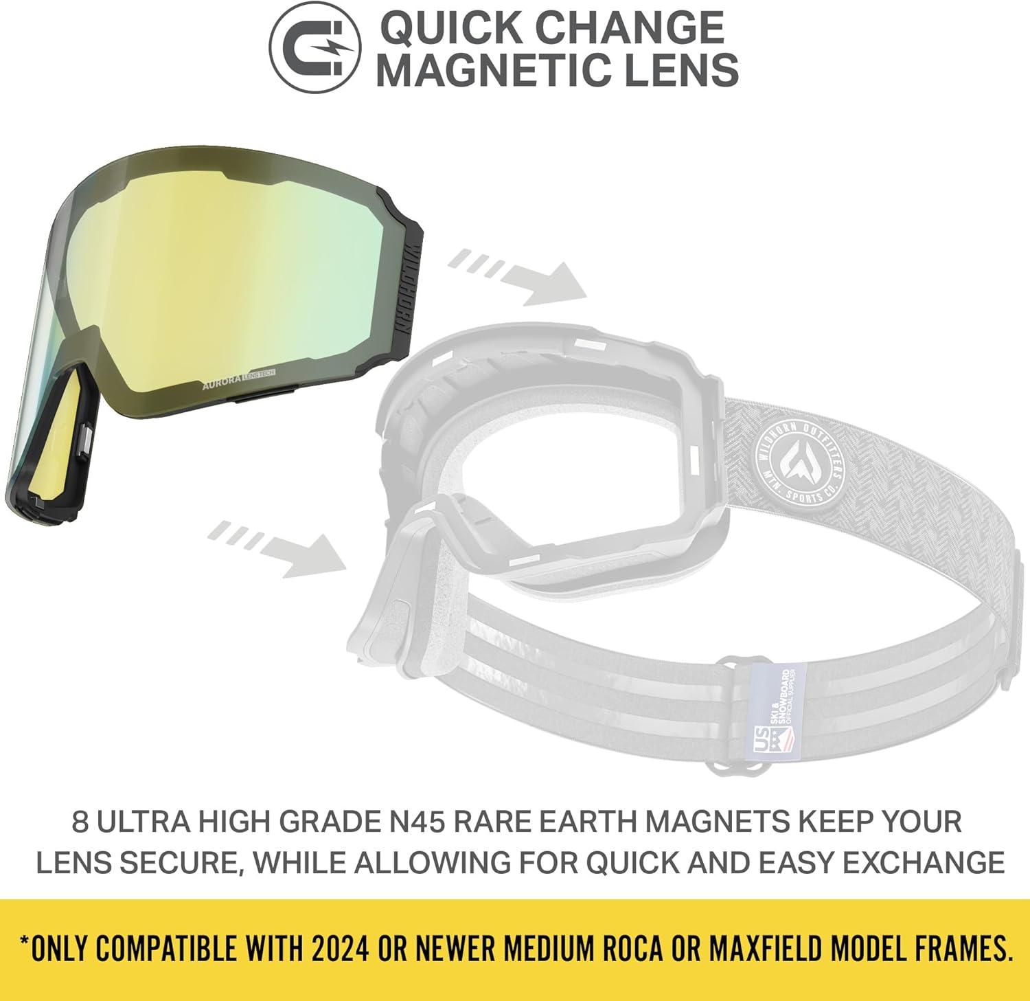 imageWildhorn Outfitters Roca Pro Ski Goggles ExtraReplacement Frameless Lens 185 ViewLlmirroredyellow
