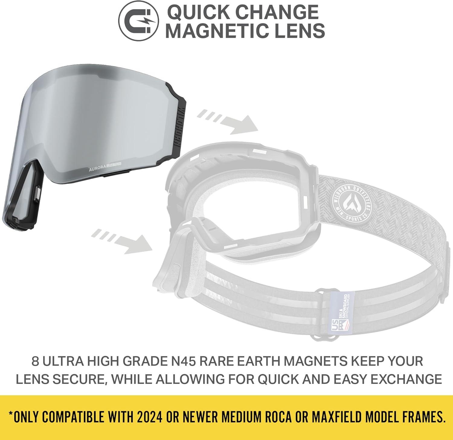 imageWildhorn Outfitters Roca Pro Ski Goggles ExtraReplacement Frameless Lens 185 ViewSilver