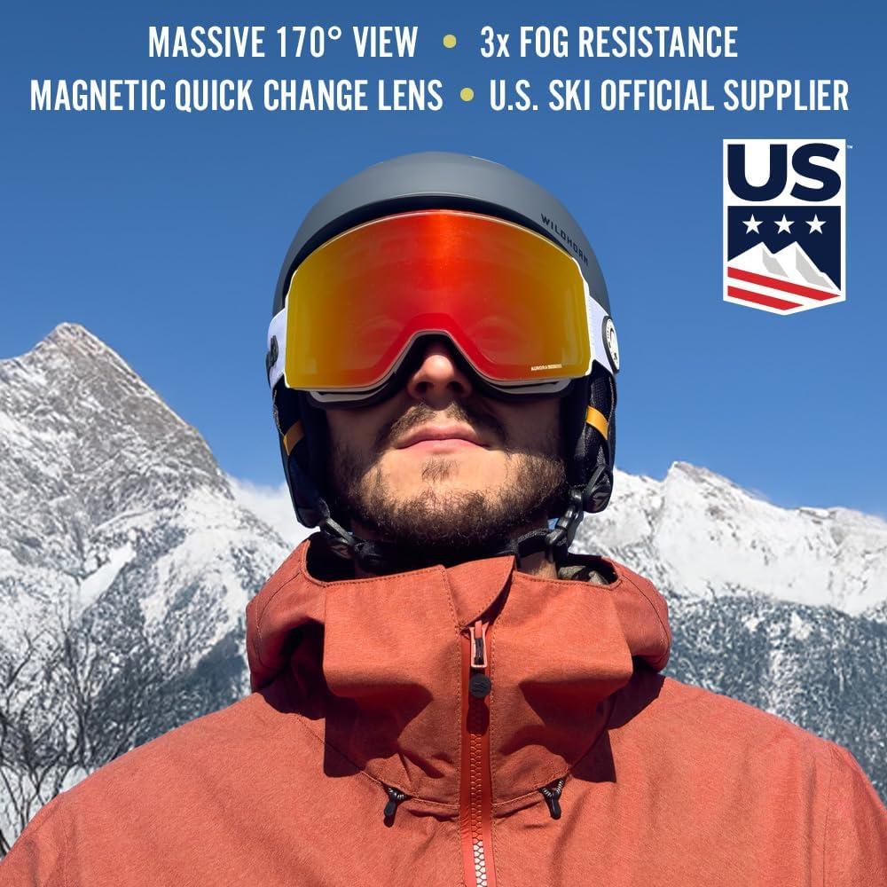 imageWildhorn Roca Pro Ski Goggles Men Women Ultra wide FOV 185 snowboard goggles AntiFogScratch 100 UVArcticwhiteblaze
