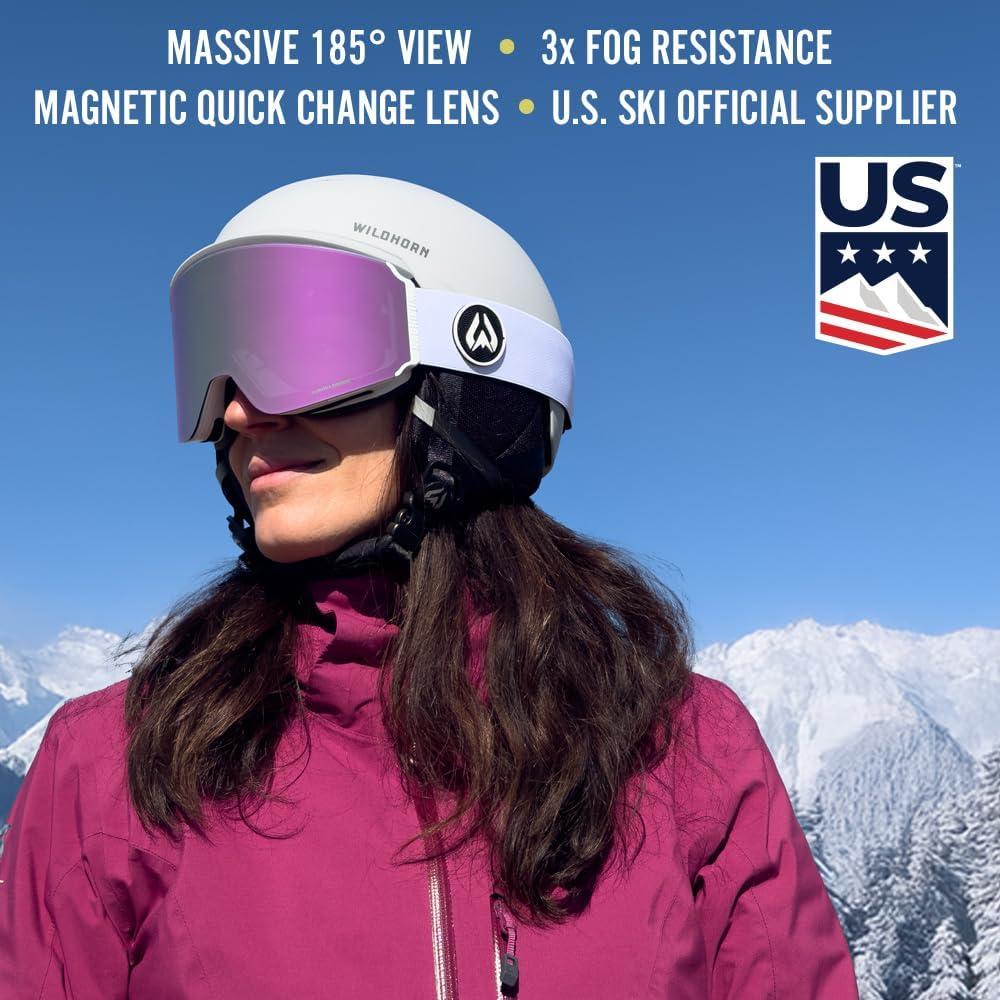 imageWildhorn Roca Pro Ski Goggles Men Women Ultra wide FOV 185 snowboard goggles AntiFogScratch 100 UVArcticwhitesapphire
