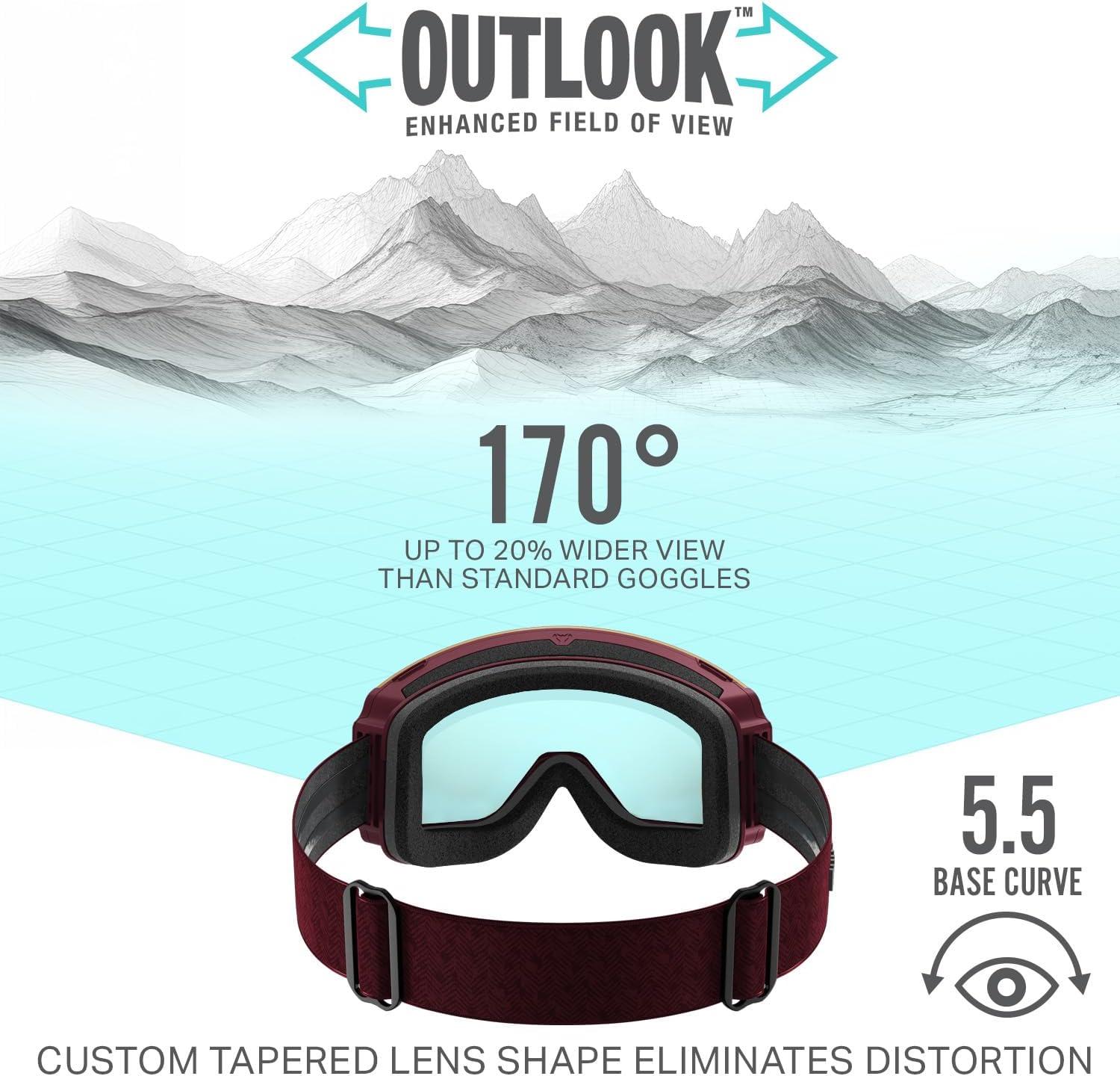 imageWildhorn Roca Pro Ski Goggles Men Women Ultra wide FOV 185 snowboard goggles AntiFogScratch 100 UVCordovaamber