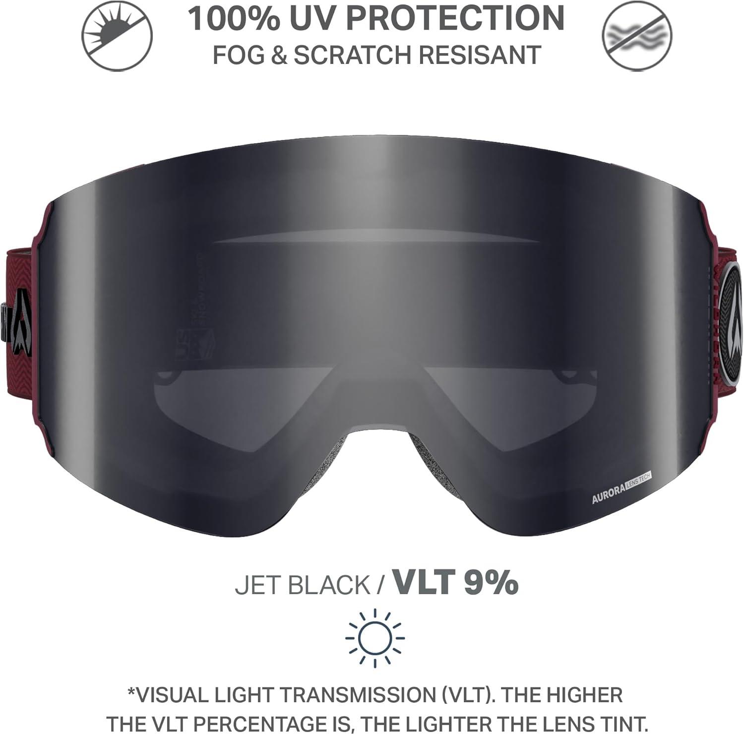 imageWildhorn Roca Pro Ski Goggles Men Women Ultra wide FOV 185 snowboard goggles AntiFogScratch 100 UVCordovajetblack