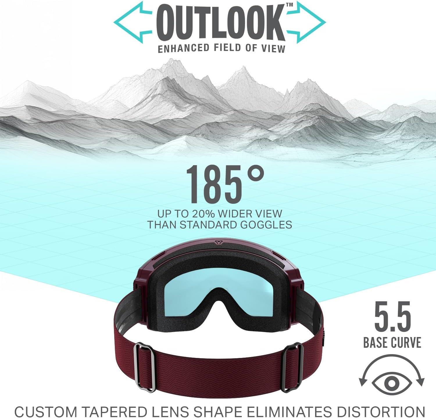 imageWildhorn Roca Pro Ski Goggles Men Women Ultra wide FOV 185 snowboard goggles AntiFogScratch 100 UVCordovajetblack