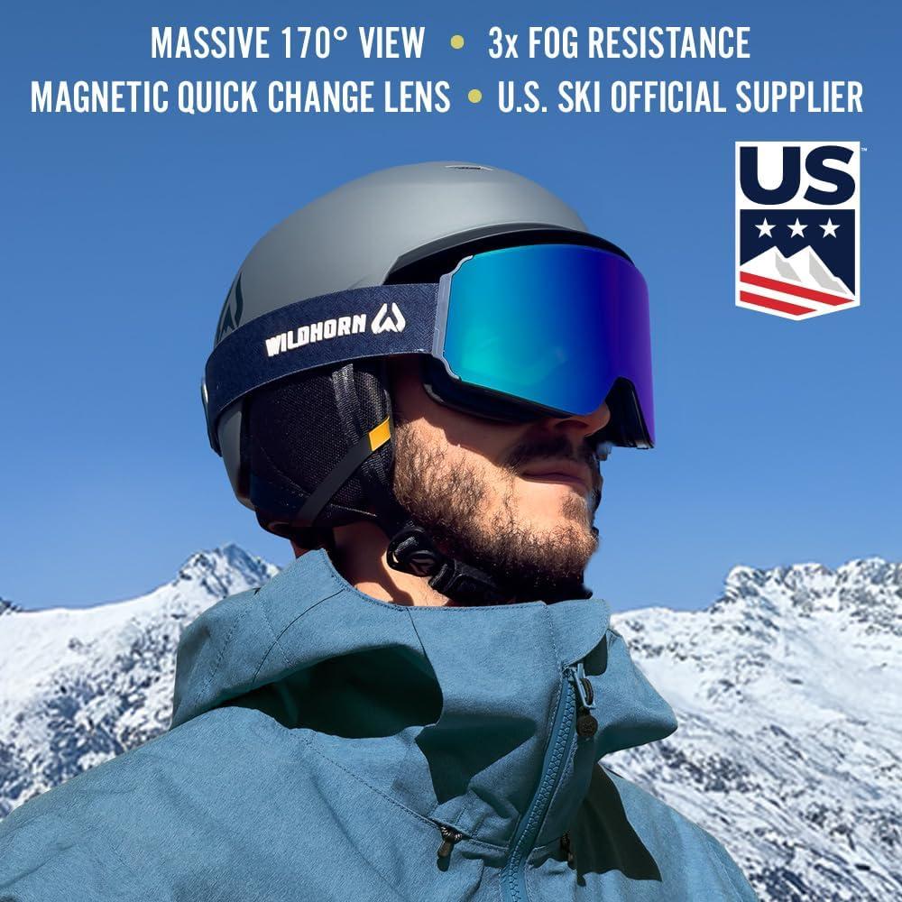 imageWildhorn Roca Pro Ski Goggles Men Women Ultra wide FOV 185 snowboard goggles AntiFogScratch 100 UVDuskjewel