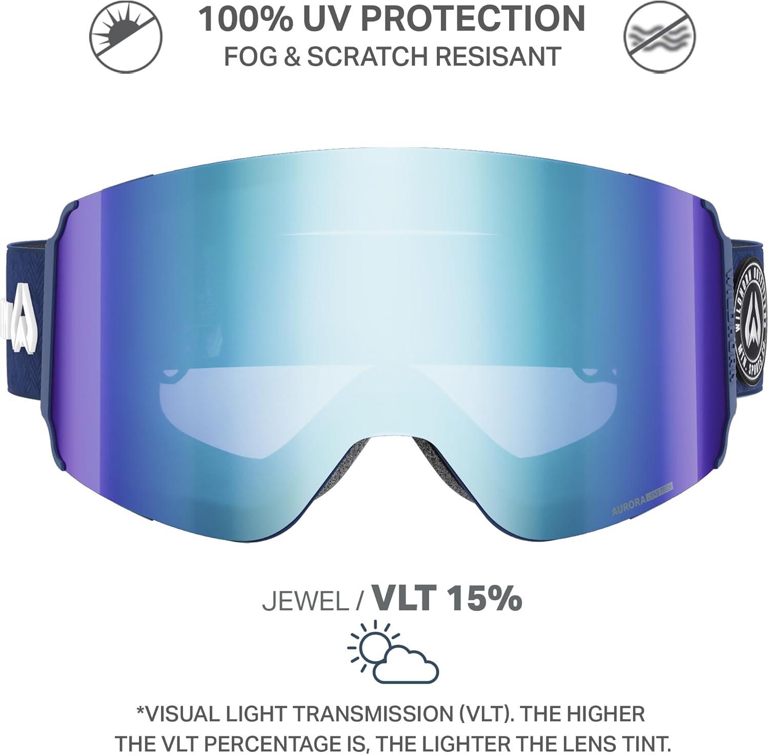 imageWildhorn Roca Pro Ski Goggles Men Women Ultra wide FOV 185 snowboard goggles AntiFogScratch 100 UVDuskjewel