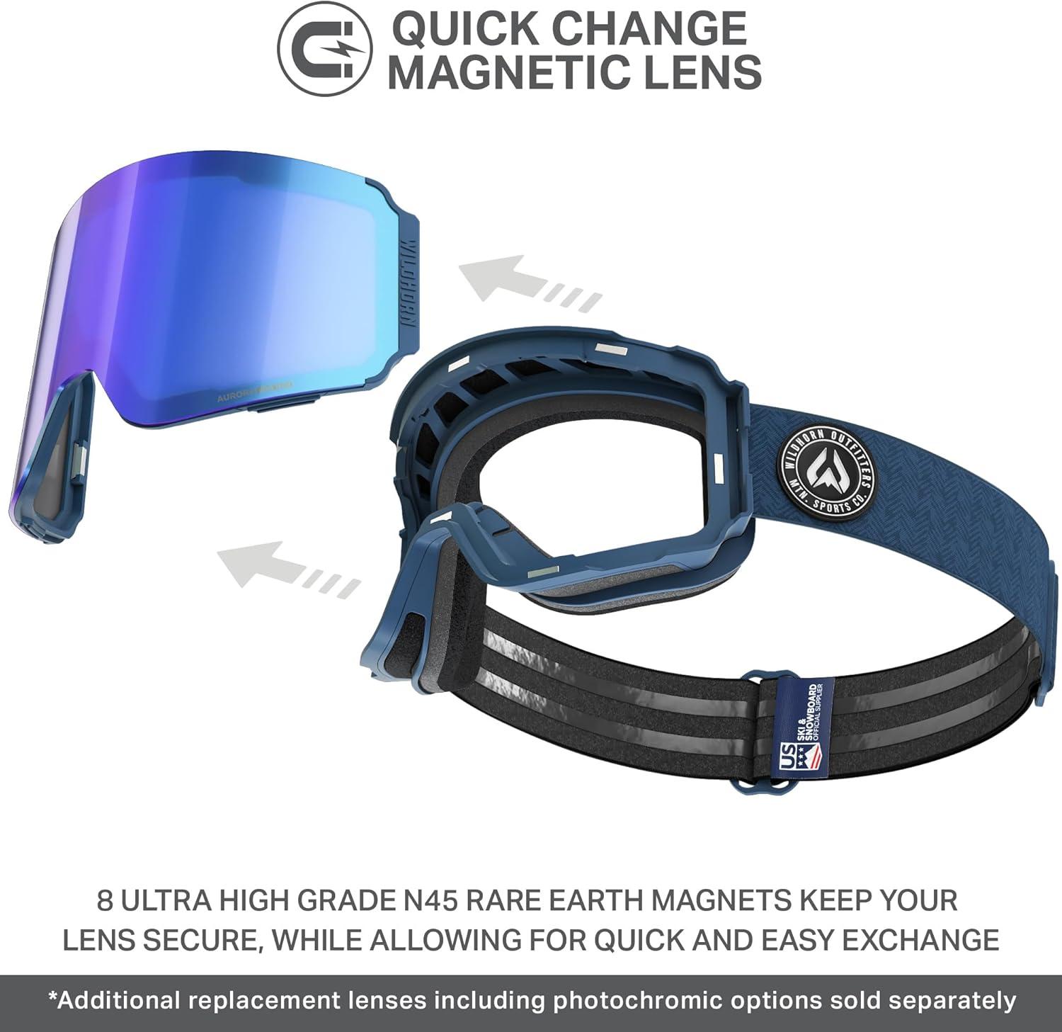 imageWildhorn Roca Pro Ski Goggles Men Women Ultra wide FOV 185 snowboard goggles AntiFogScratch 100 UVDuskjewel