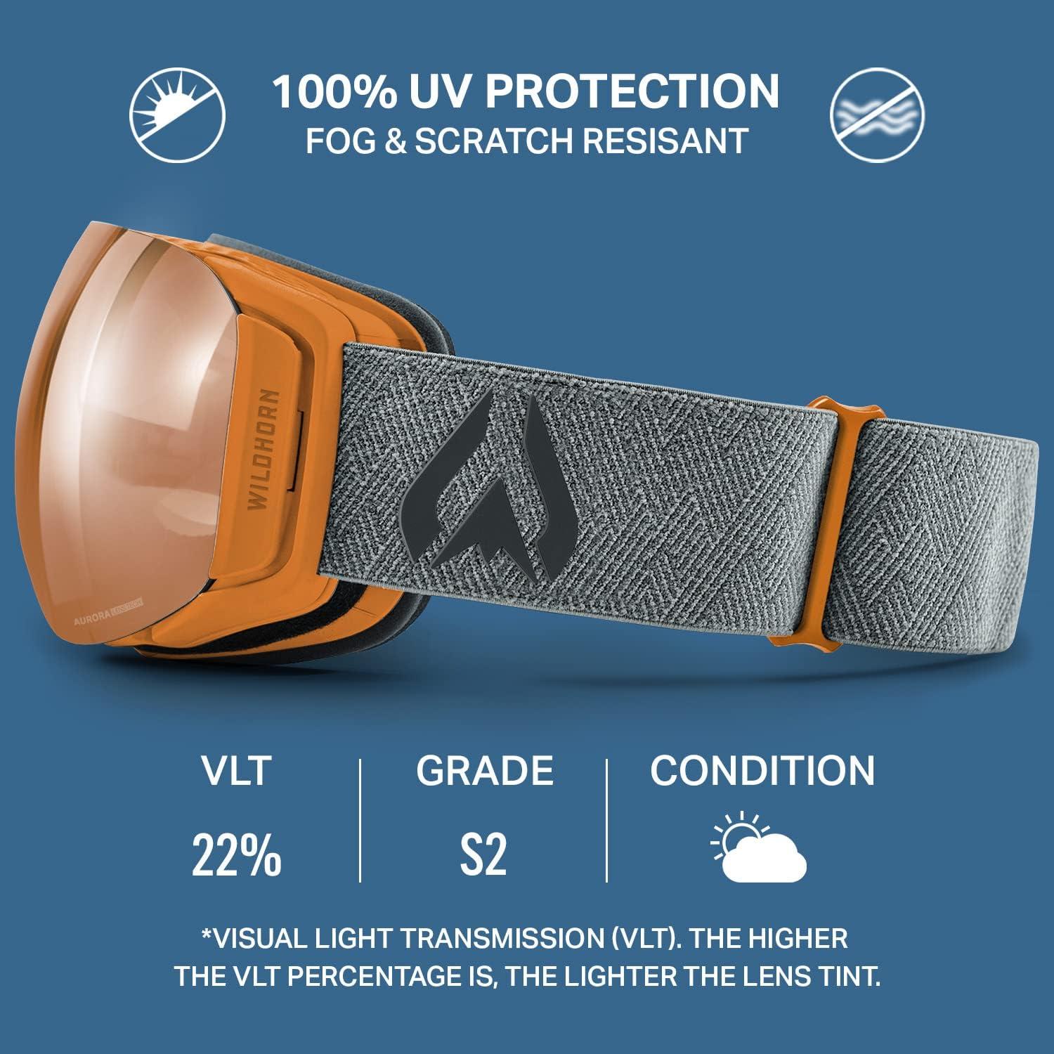 imageWildhorn Roca Ski Goggles Men Women AntiFogScratch 100 UVMagnetic LensSnowboard Snow Goggles Men Women AdultMoab Amber