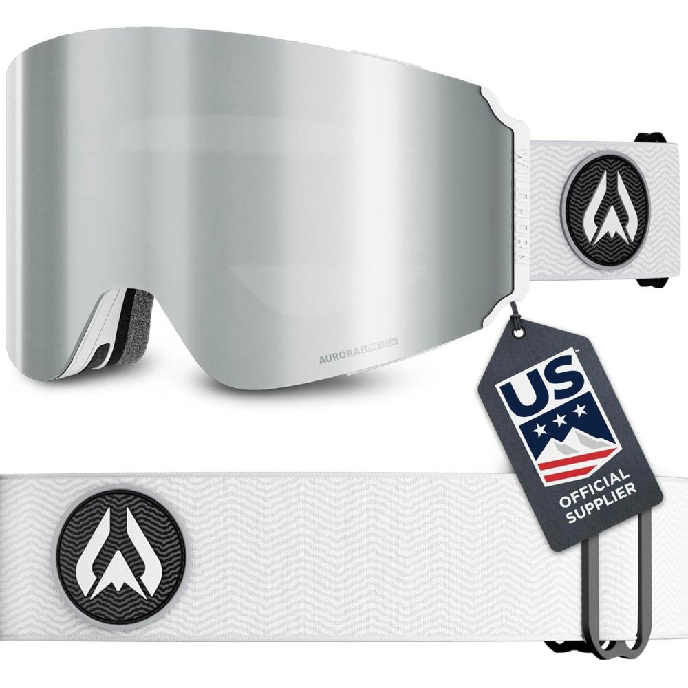 imageWildhorn Roca Pro Ski Goggles Men Women Ultra wide FOV 185 snowboard goggles AntiFogScratch 100 UVArcticwhitesilver