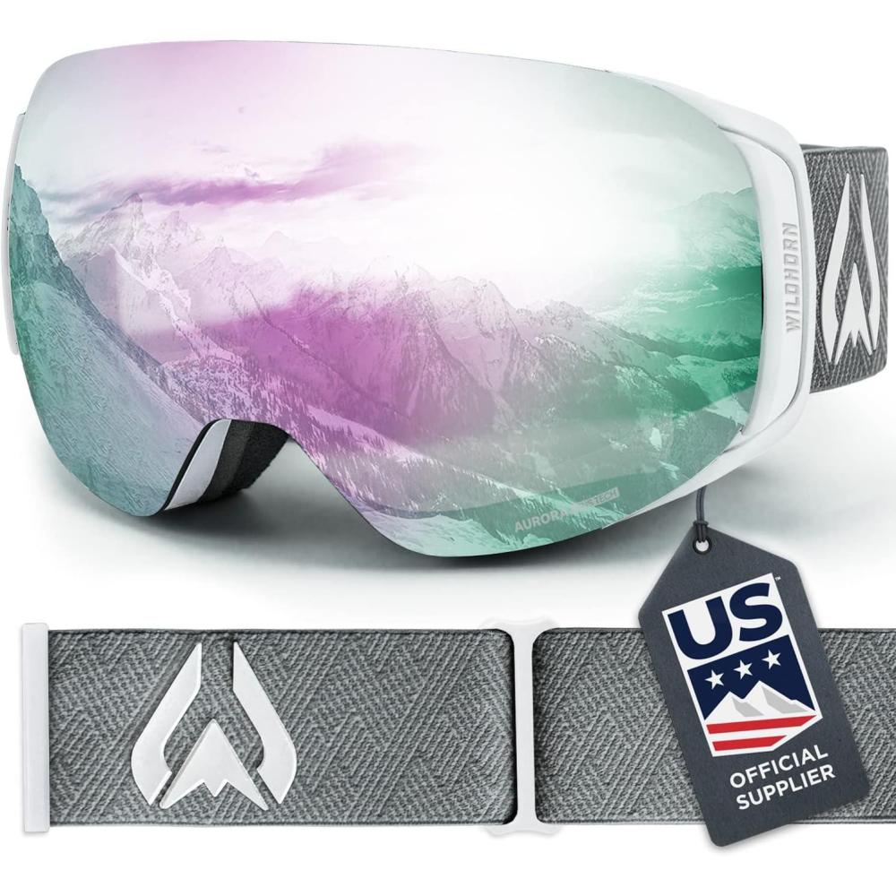 imageWildhorn Roca Ski Goggles Men Women AntiFogScratch 100 UVMagnetic LensSnowboard Snow Goggles Men Women AdultArctic White  Sapphire