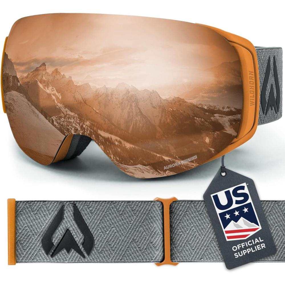 imageWildhorn Roca Ski Goggles Men Women AntiFogScratch 100 UVMagnetic LensSnowboard Snow Goggles Men Women AdultMoab  Amber