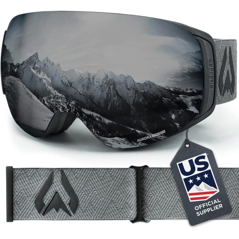 imageWildhorn Roca Ski Goggles Men Women AntiFogScratch 100 UVMagnetic LensSnowboard Snow Goggles Men Women AdultStealth  Jet Black
