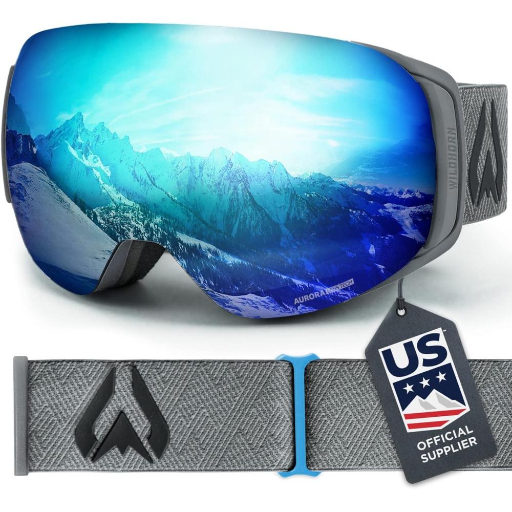 imageWildhorn Roca Ski Goggles Men Women AntiFogScratch 100 UVMagnetic LensSnowboard Snow Goggles Men Women AdultStone Gray Ice Blue