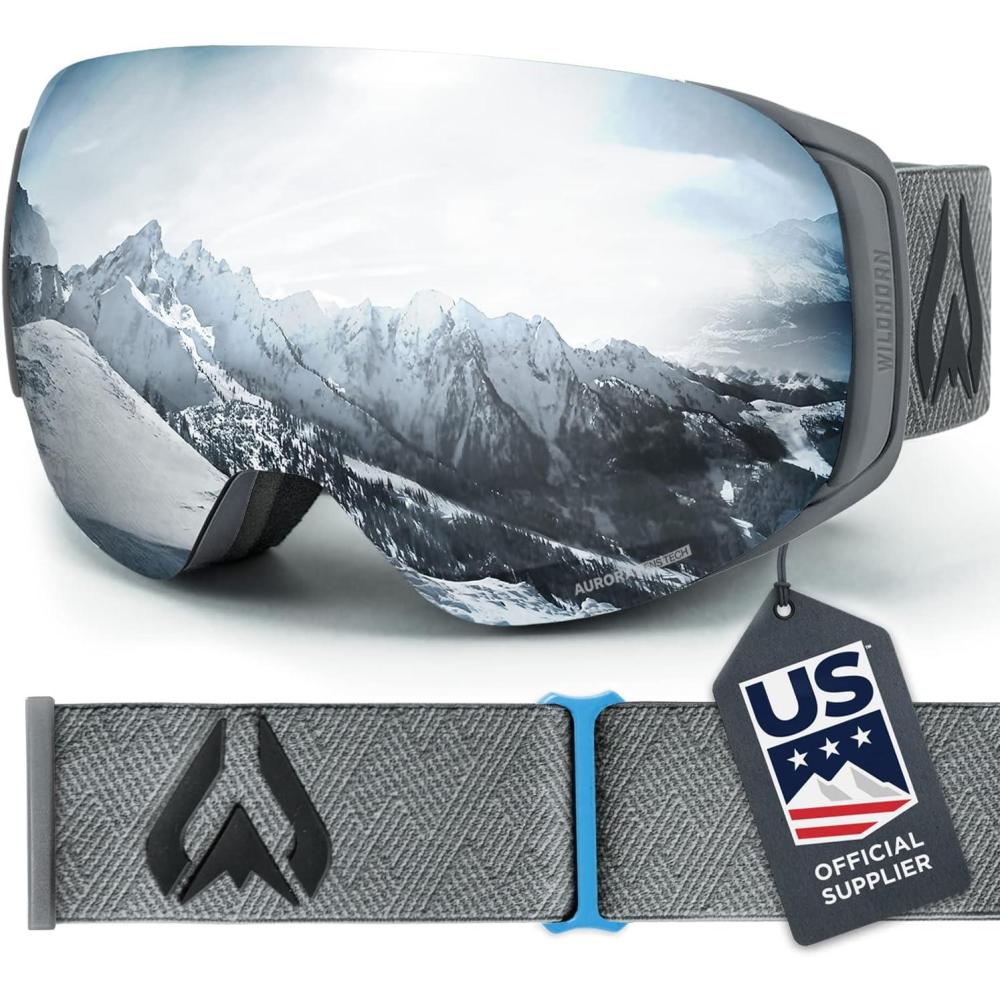 imageWildhorn Roca Ski Goggles Men Women AntiFogScratch 100 UVMagnetic LensSnowboard Snow Goggles Men Women AdultStone Gray  Silver