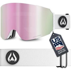 Wildhorn Roca Pro Ski Goggles Men Women, Ultra wide FOV 185° snowboard goggles, Anti-Fog/Scratch 100% UV(Arcticwhite-sapphire)