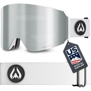 Wildhorn Roca Pro Ski Goggles Men Women, Ultra wide FOV 185° snowboard goggles, Anti-Fog/Scratch 100% UV(Arcticwhite-silver)