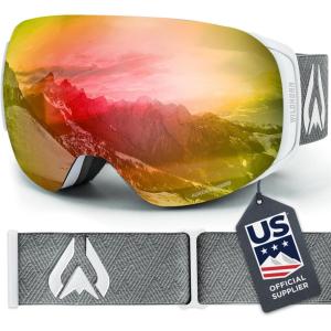 Wildhorn Roca Ski Goggles Men Women Anti-Fog/Scratch 100% UV-Magnetic Lens-Snowboard Snow Goggles Men Women Adult(Arcticwhite / Blaze)