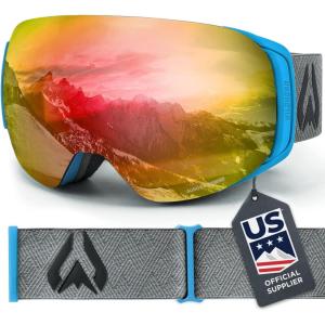 Wildhorn Roca Ski Goggles Men Women Anti-Fog/Scratch 100% UV-Magnetic Lens-Snowboard Snow Goggles Men Women Adult(Glacier Blue / Blaze)