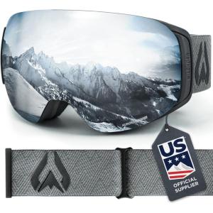 Wildhorn Roca Ski Goggles Men Women Anti-Fog/Scratch 100% UV-Magnetic Lens-Snowboard Snow Goggles Men Women Adult(Stealth / Silver)