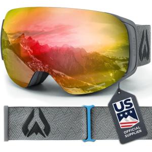 Wildhorn Roca Ski Goggles Men Women Anti-Fog/Scratch 100% UV-Magnetic Lens-Snowboard Snow Goggles Men Women Adult(Stone Gray / Blaze)