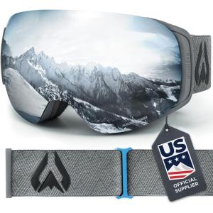 Wildhorn Roca Ski Goggles Men Women Anti-Fog/Scratch 100% UV-Magnetic Lens-Snowboard Snow Goggles Men Women Adult(Stone Gray / Silver)